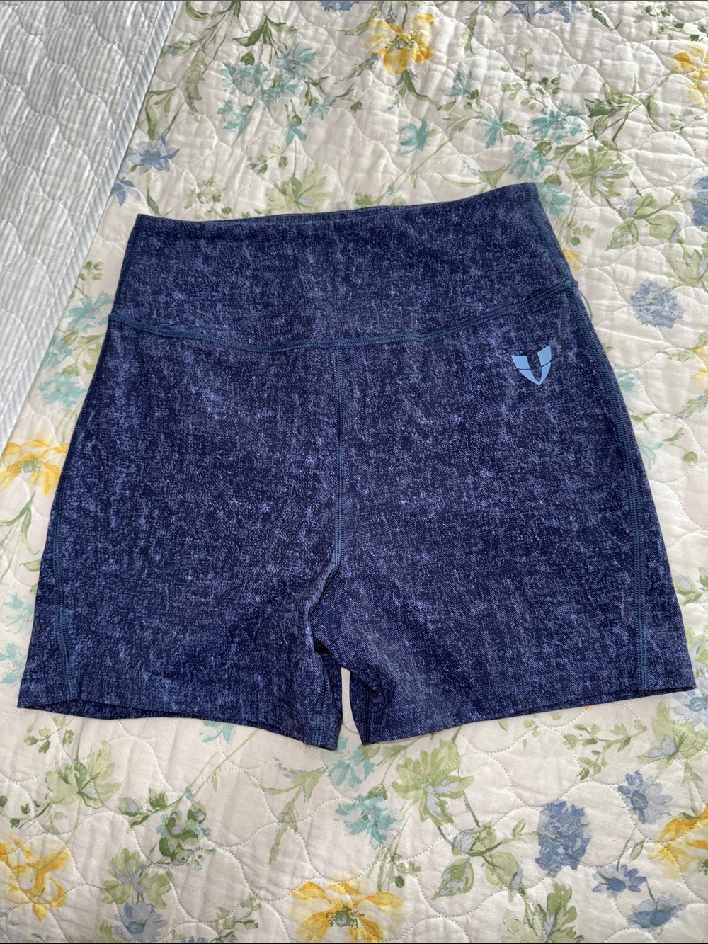 Firm Abs High Waist Cargo Shorts - Denim Blue